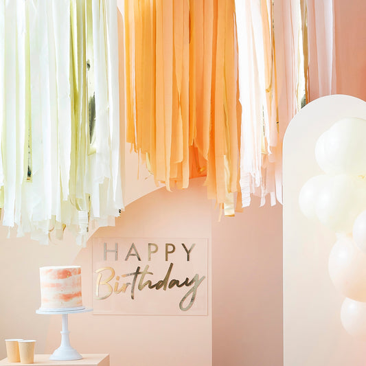 Peach and Gold Hanging Streamer Party Backdrop- 5 Inner Pack