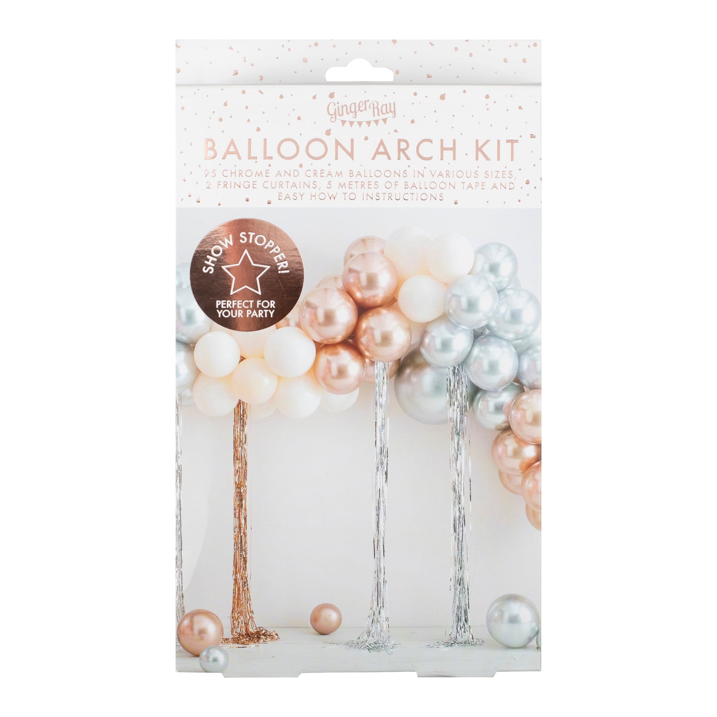 Mixed Metallics Balloon Arch With Streamers- 5 Inner Pack