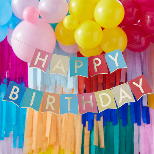 Multi-Coloured Happy Birthday Banner Bunting- 5 Inner Pack