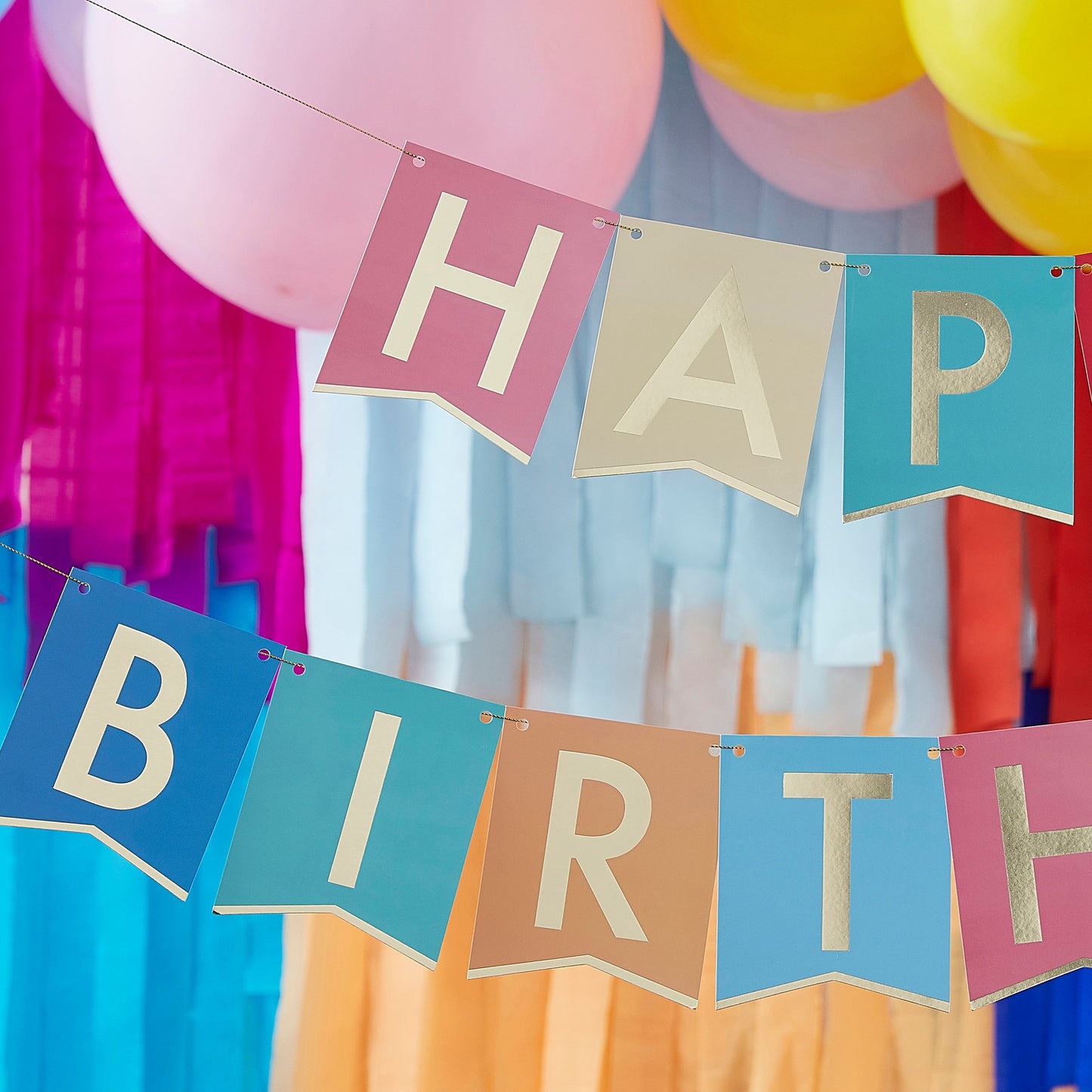 Multi-Coloured Happy Birthday Banner Bunting- 5 Inner Pack