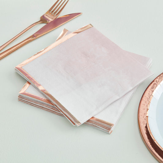 Reactive Glaze Pink Watercolour and Rose Gold Napkins- 5 Inner Pack