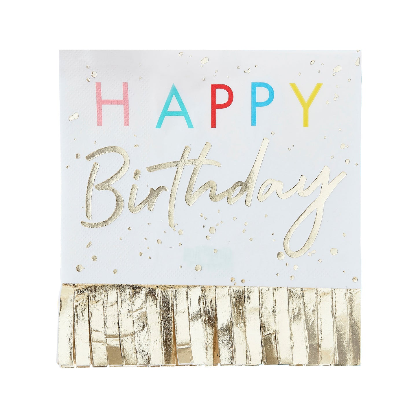 Happy Birthday Fringed Gold Napkins- 5 Inner Pack