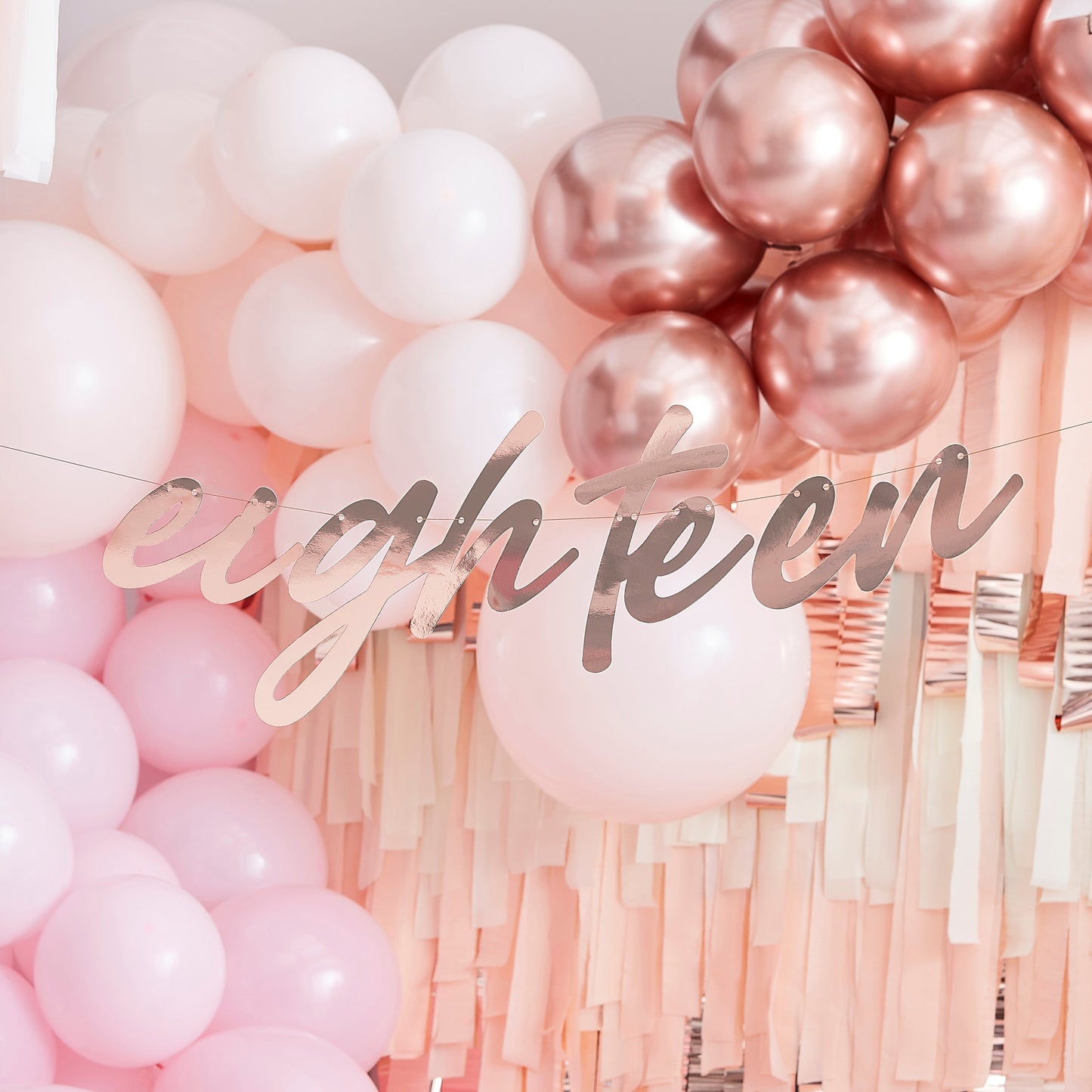 18th Rose Gold Happy Birthday Banner Bunting- 5 Inner Pack