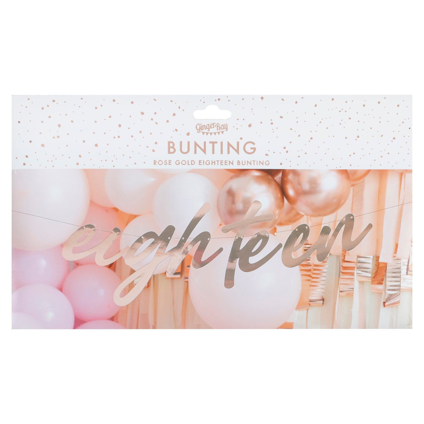 18th Rose Gold Happy Birthday Banner Bunting- 5 Inner Pack