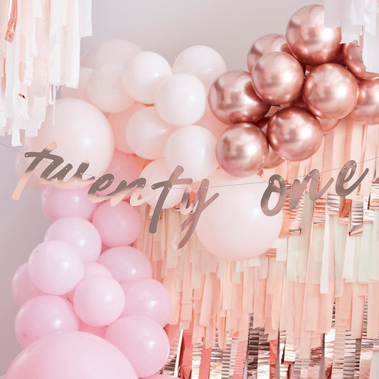 21st Rose Gold Happy Birthday Banner Bunting- 5 Inner Pack