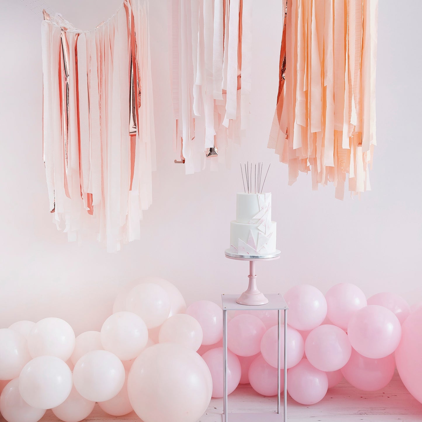 Blush and Rose Gold Streamer Ceiling Decoration- 5 Inner Pack