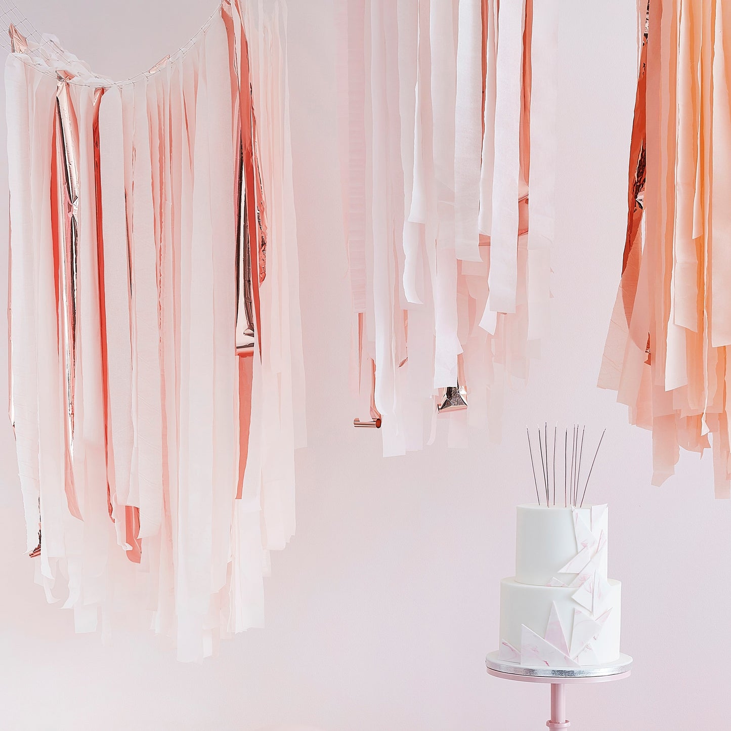 Blush and Rose Gold Streamer Ceiling Decoration- 5 Inner Pack
