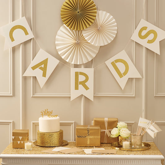 Ivory & Gold Cards Bunting - Metallic Perfection- 5 Inner Pack