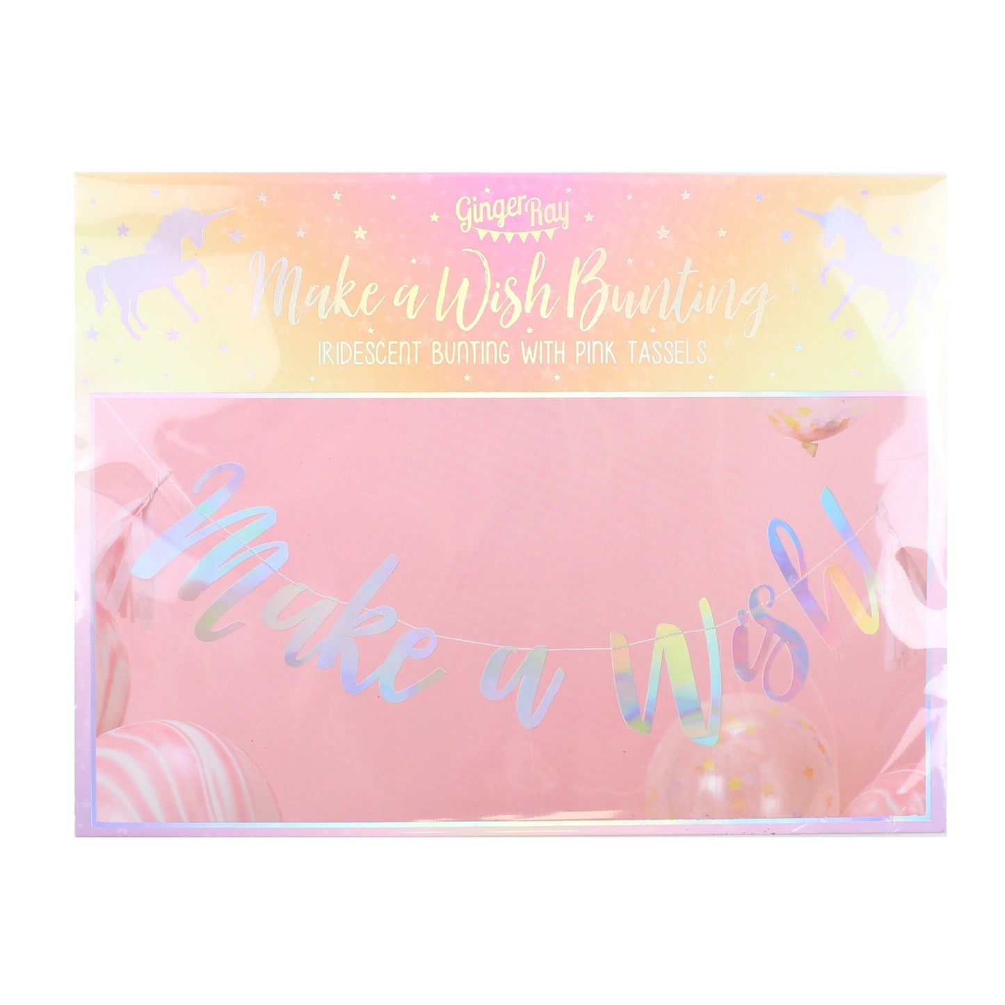 Iridescent Foiled Make a Wish Bunting - Make A Wish- 10 Inner Pack