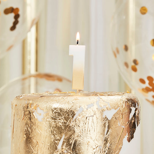 Gold Ombre 1 Number Birthday Candle- 5 Inner Pack