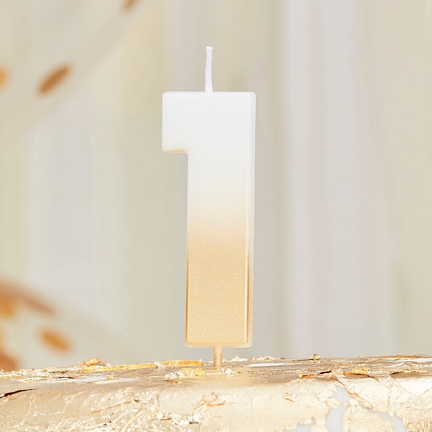 Gold Ombre 1 Number Birthday Candle- 5 Inner Pack