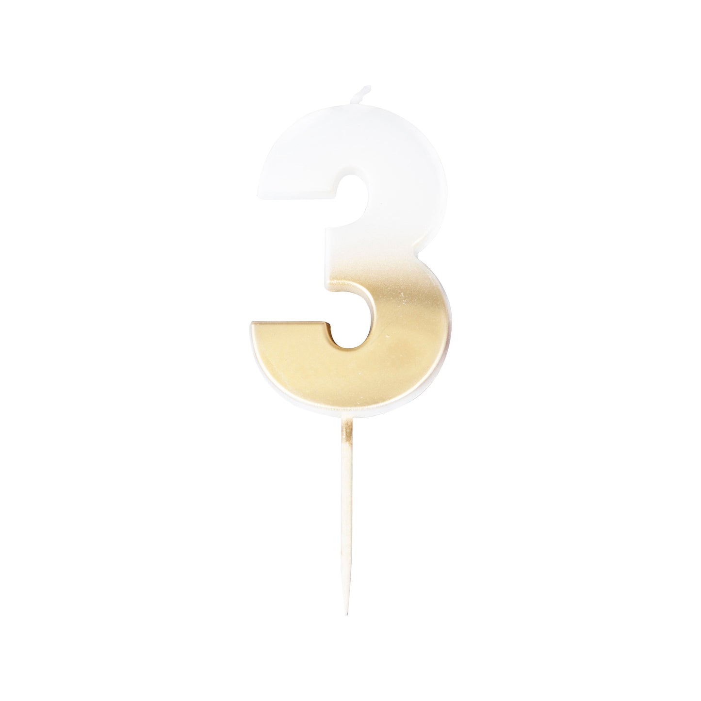 Gold Ombre 3 Number Birthday Candle- 5 Inner Pack