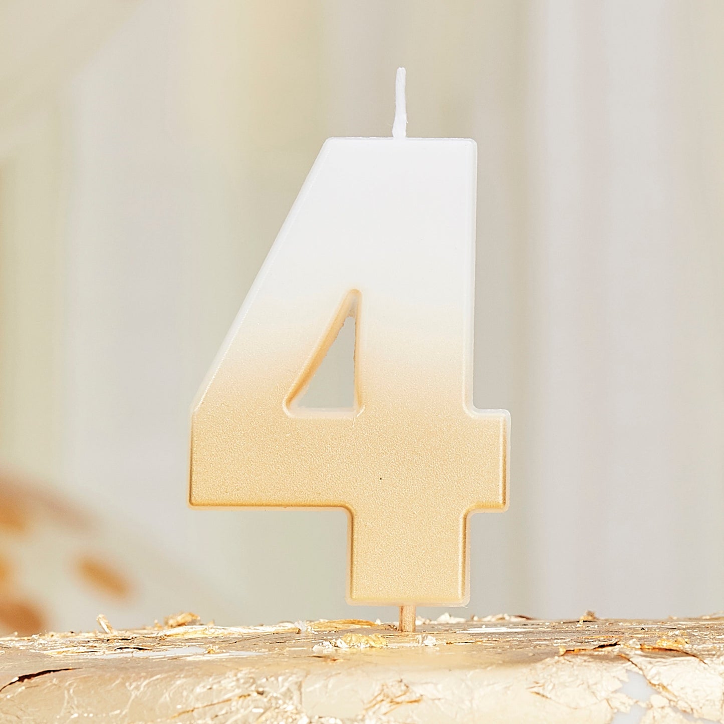 Gold Ombre 4 Number Birthday Candle- 5 Inner Pack
