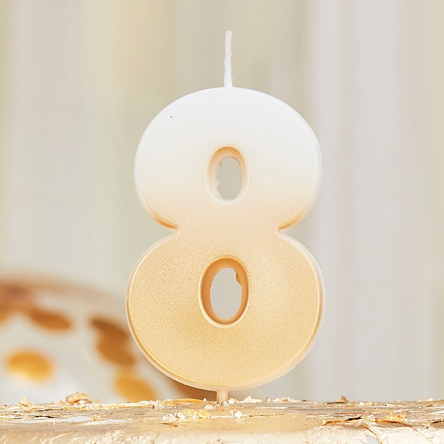Gold Ombre 8 Number Birthday Candle- 5 Inner Pack