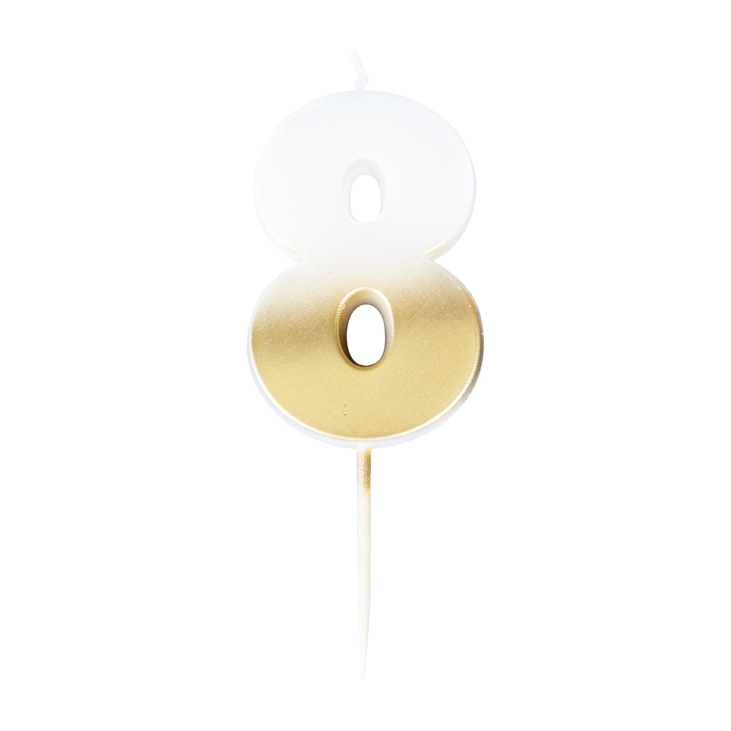 Gold Ombre 8 Number Birthday Candle- 5 Inner Pack