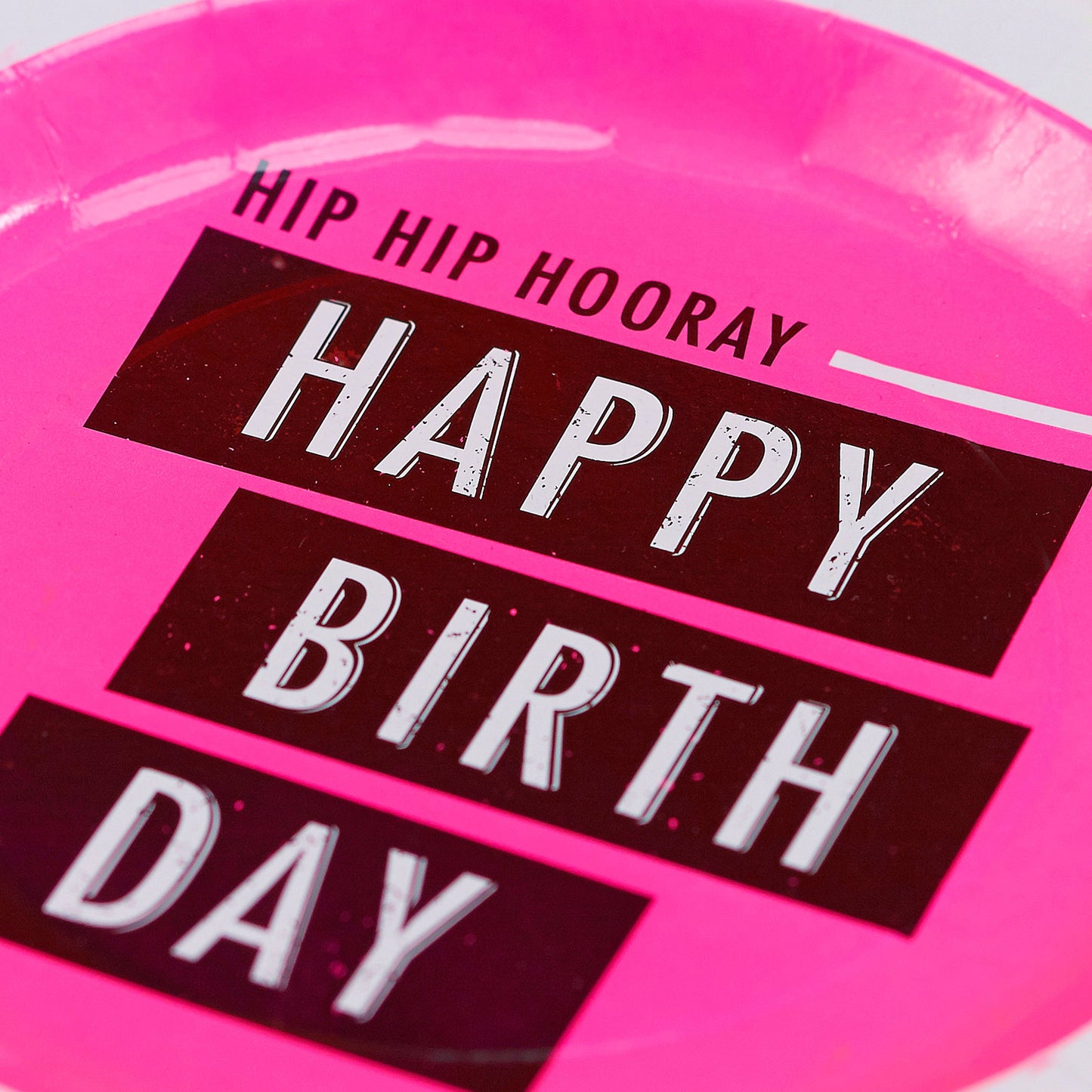 Happy Birthday Pink Paper Plates - Neon Birthday- 10 Inner Pack