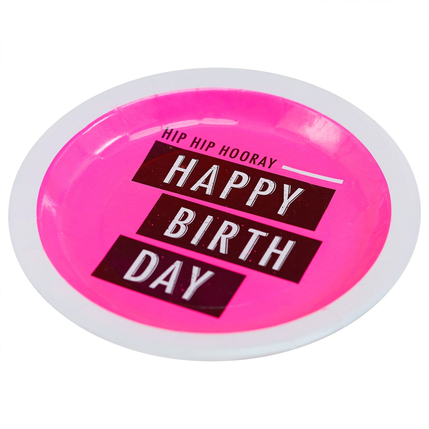 Happy Birthday Pink Paper Plates - Neon Birthday- 10 Inner Pack