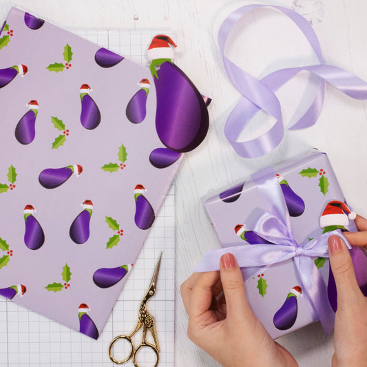 Aubergine Christmas Wrapping Kit - Naughty Christmas- 5 Inner Pack