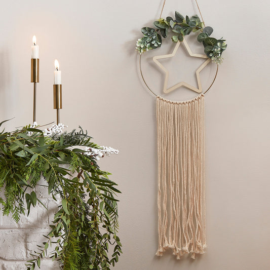 Wooden Hoop and Star Macrame Wall Hanging Wreath- 5 Inner Pack