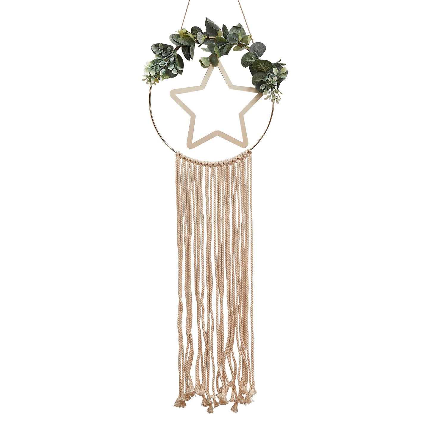 Wooden Hoop and Star Macrame Wall Hanging Wreath- 5 Inner Pack