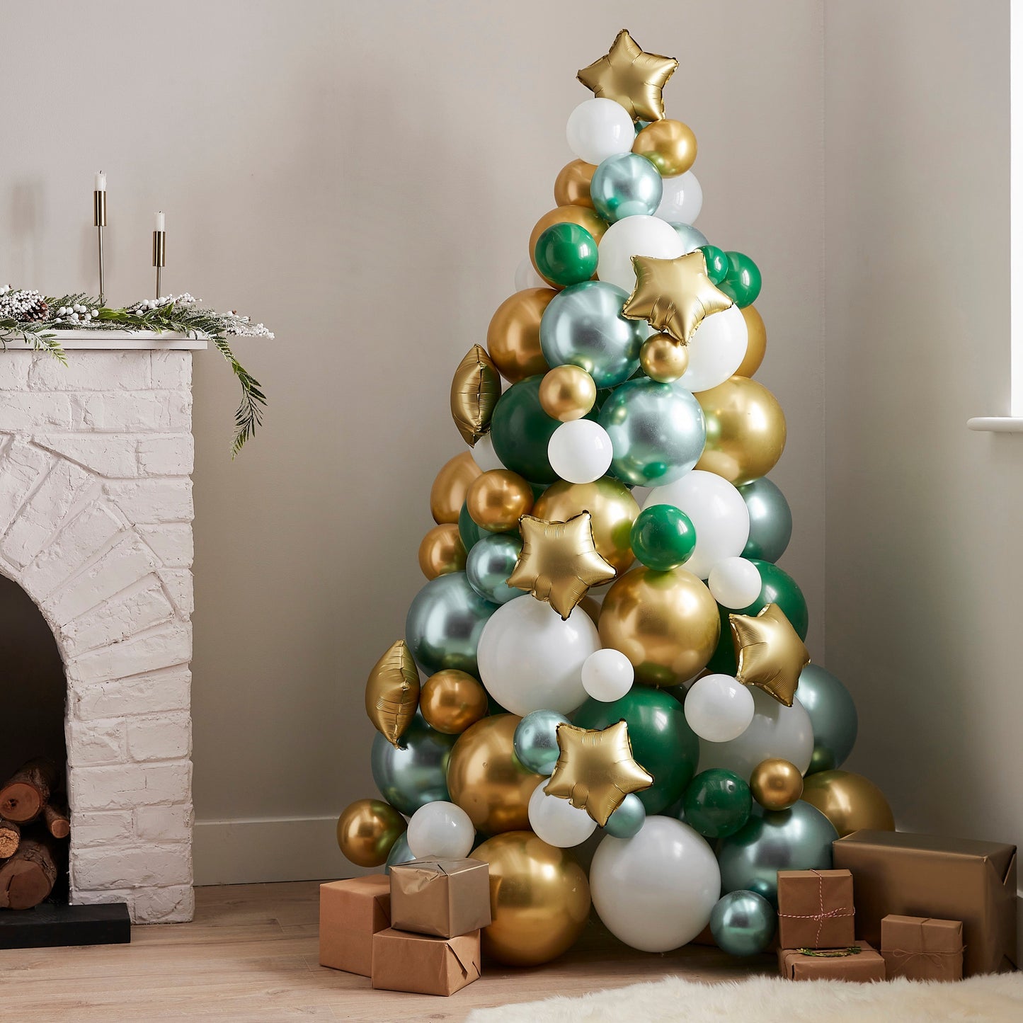 Green, Gold And White Balloon Christmas Tree- 5 Inner Pack
