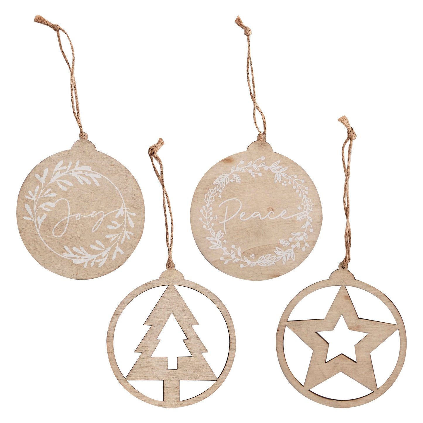 Wooden Hanging Christmas Decorations Set- 5 Inner Pack