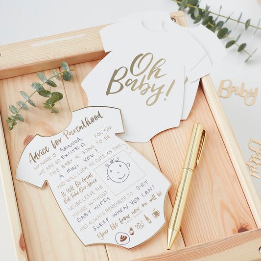Gold Foiled Baby Shower Prediction Game Cards- 10 Inner Pack
