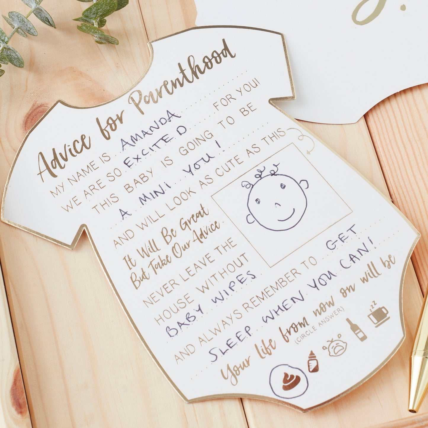 Gold Foiled Baby Shower Prediction Game Cards- 10 Inner Pack