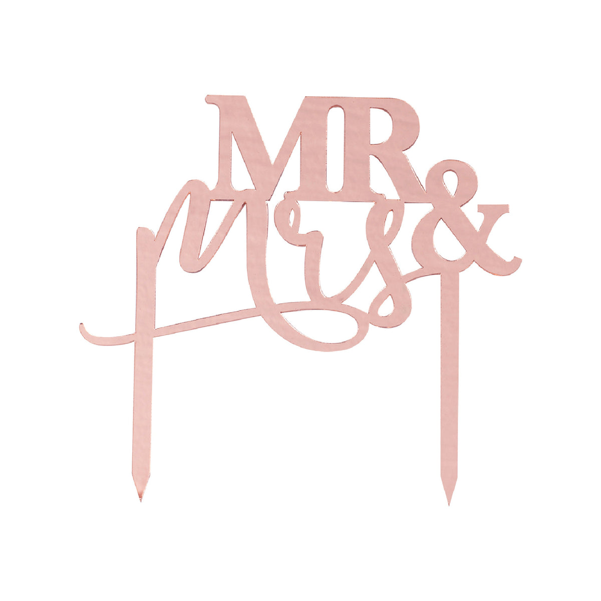 Mr and Mrs Rose Gold Acrylic Wedding Cake Topper- 5 Inner Pack