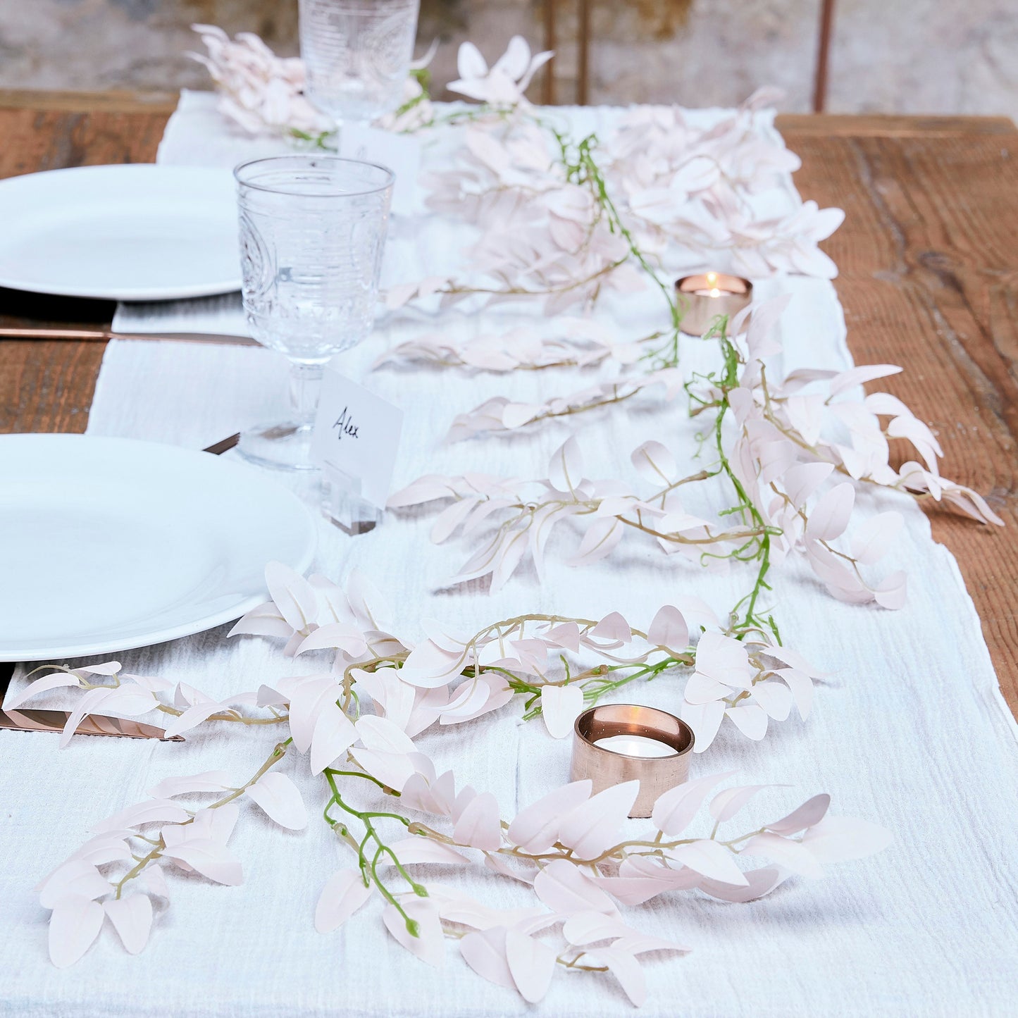 Pink Ruscus and Green Foliage Garland- 5 Inner Pack