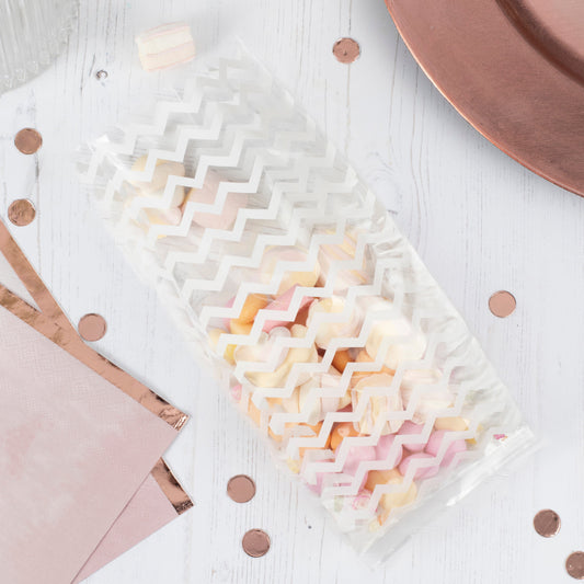 White Chevron Party Bags- 10 Inner Pack