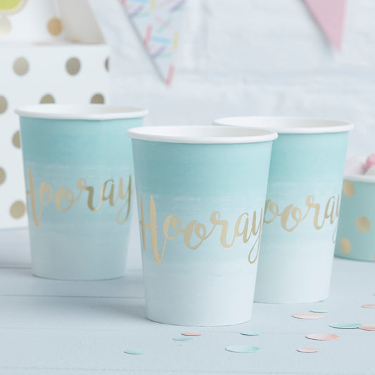 Mint & Gold Foiled Hooray Paper Cups - Pick & Mix- 10 Inner Pack