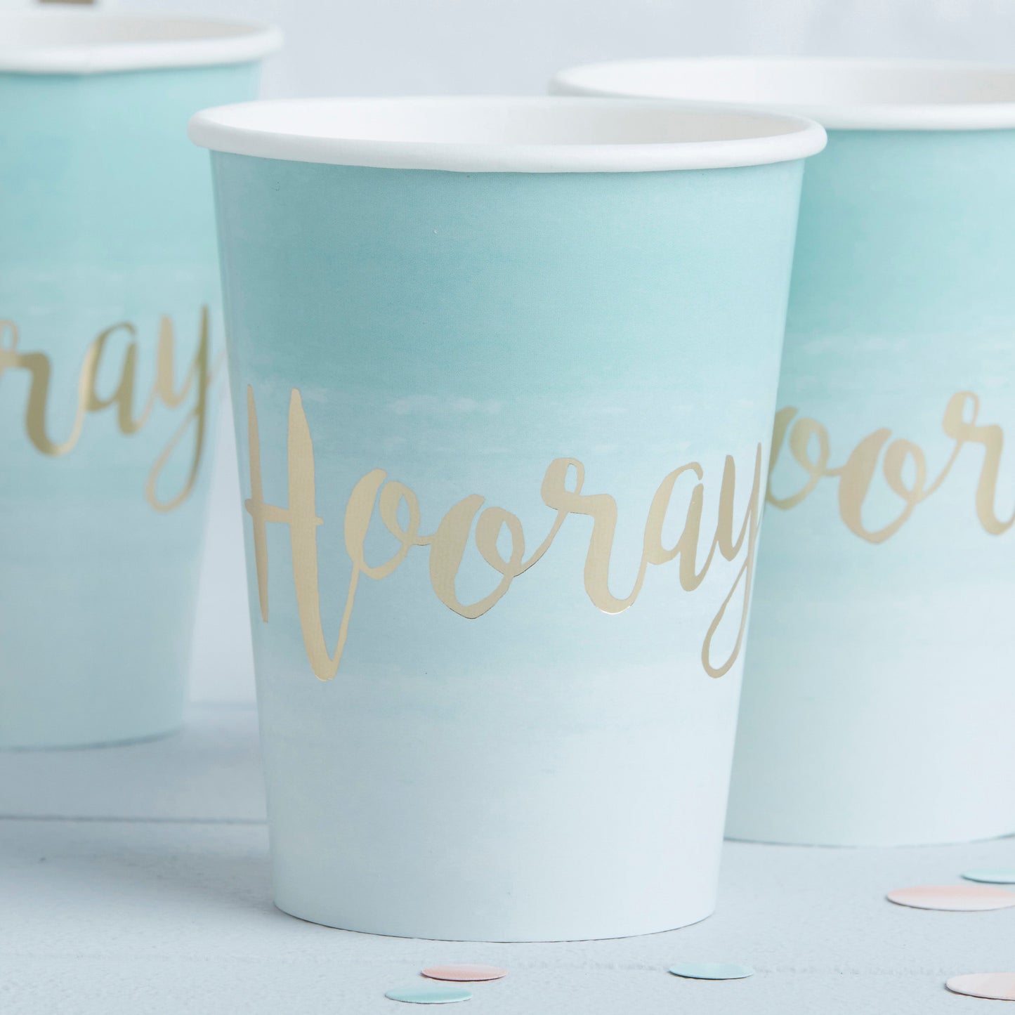 Mint & Gold Foiled Hooray Paper Cups - Pick & Mix- 10 Inner Pack