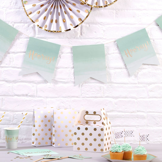 Mint Green Ombre & Gold Foiled Paper Bunting - Pick & Mix- 5 Inner Pack