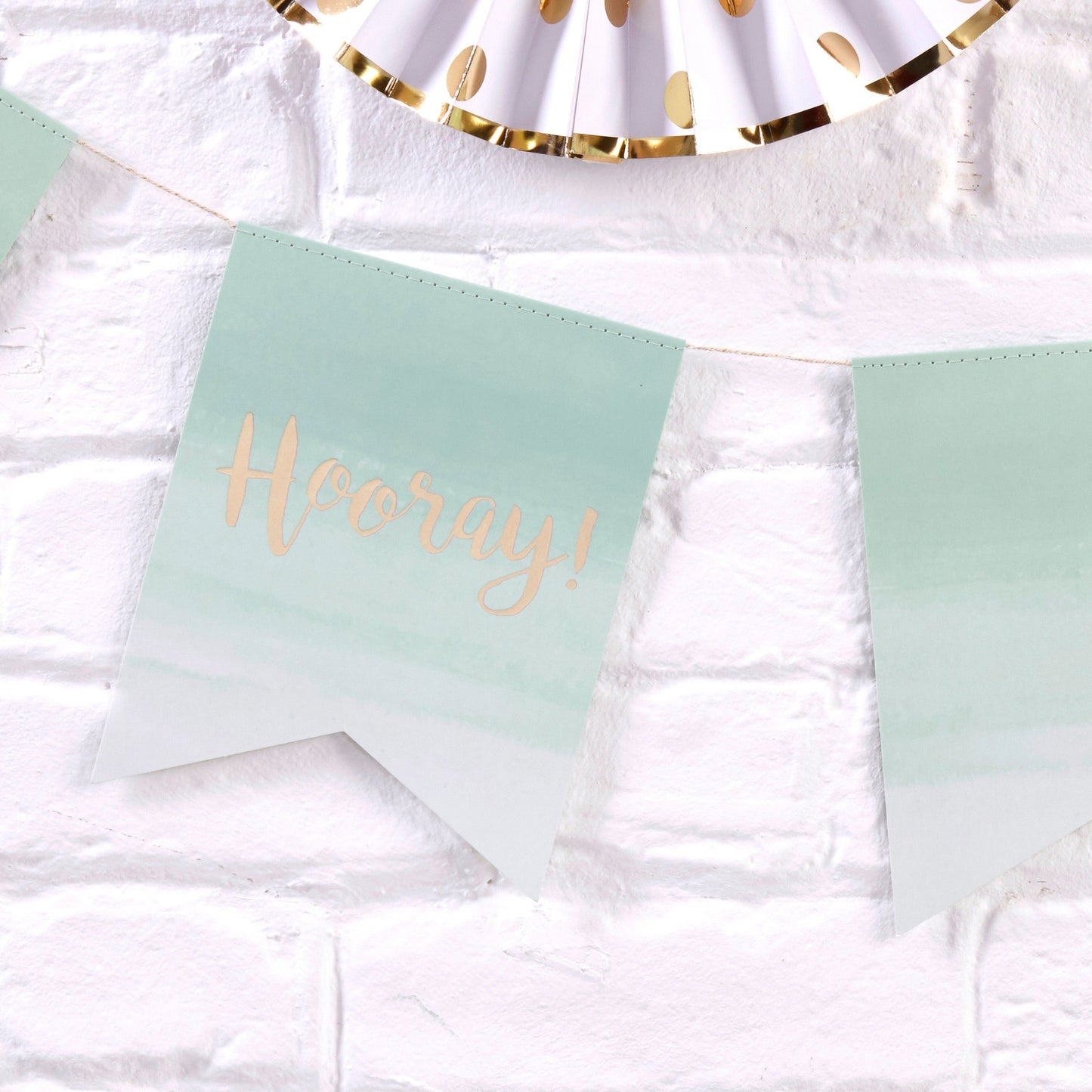 Mint Green Ombre & Gold Foiled Paper Bunting - Pick & Mix- 5 Inner Pack