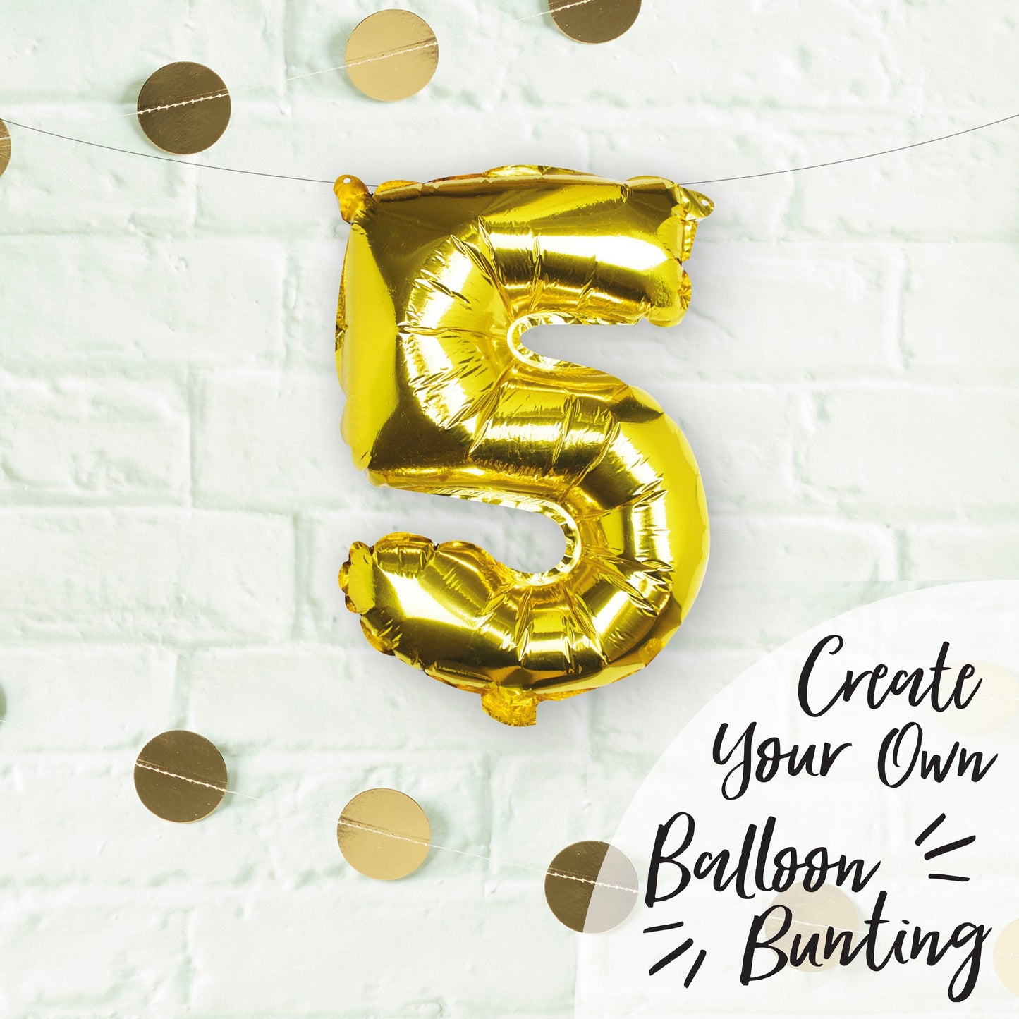 Gold Foil Number Balloon- 5 Inner Pack
