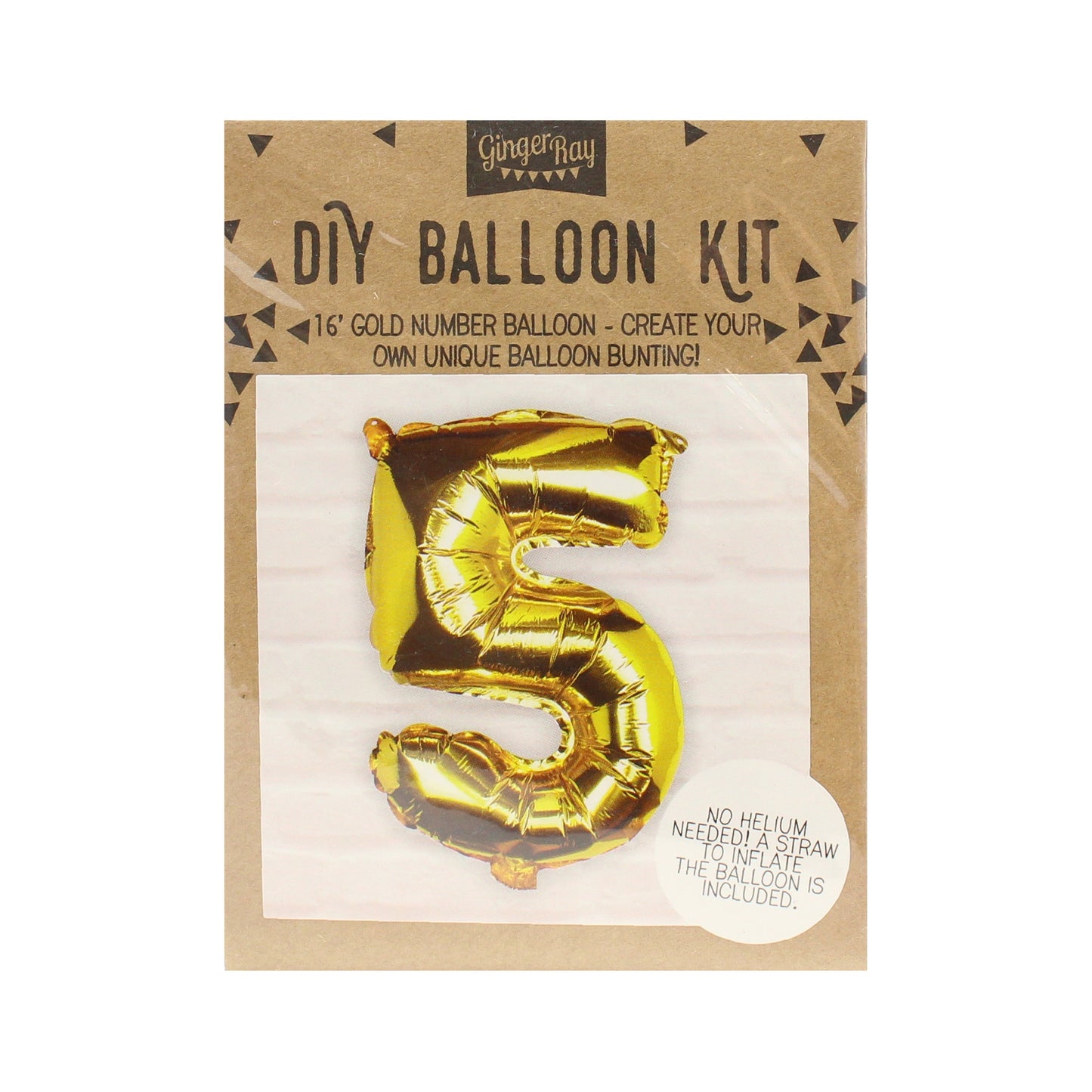 Gold Foil Number Balloon- 5 Inner Pack