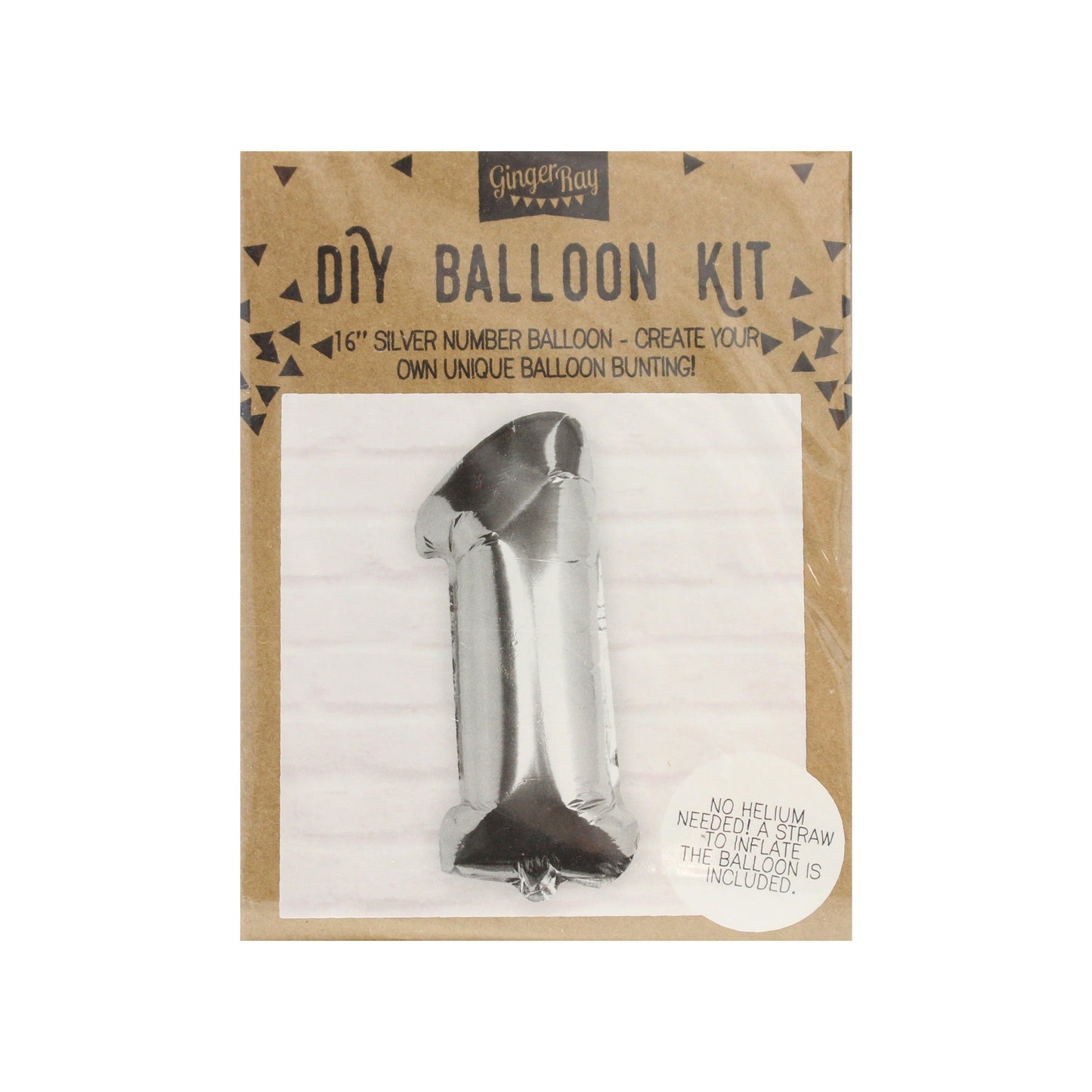 Silver Foil Number Balloon- 5 Inner Pack