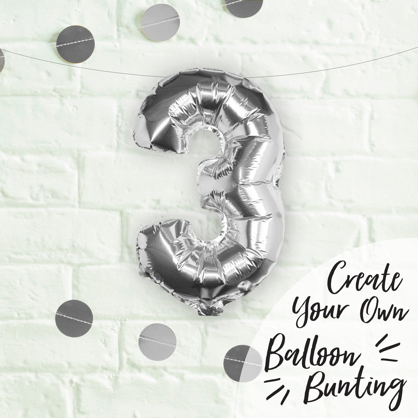 Silver Foil Number Balloon- 5 Inner Pack