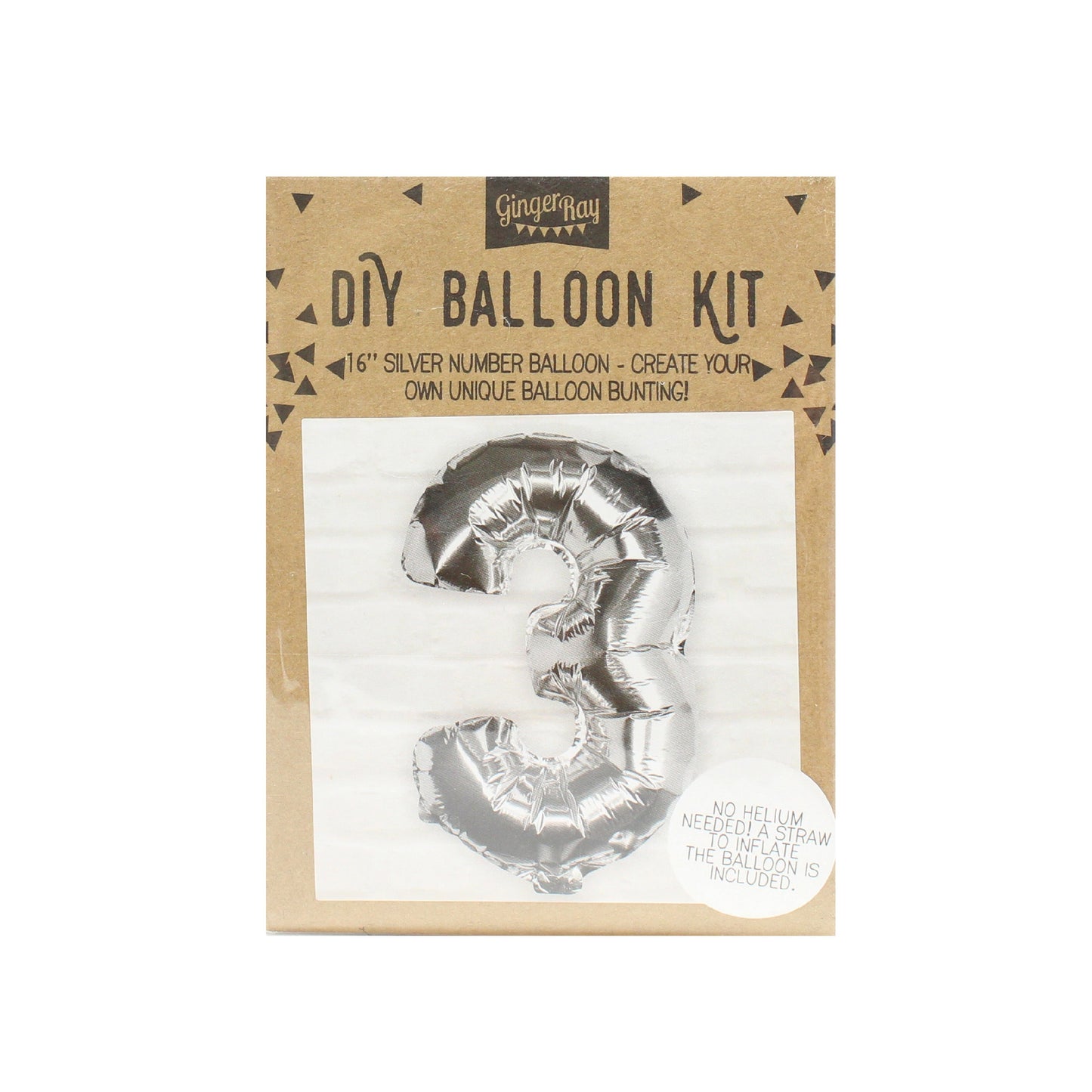 Silver Foil Number Balloon- 5 Inner Pack
