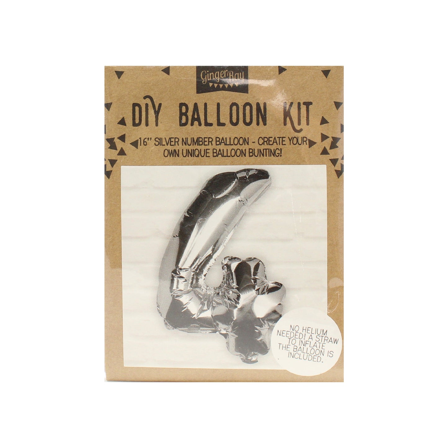 Silver Foil Number Balloon- 5 Inner Pack
