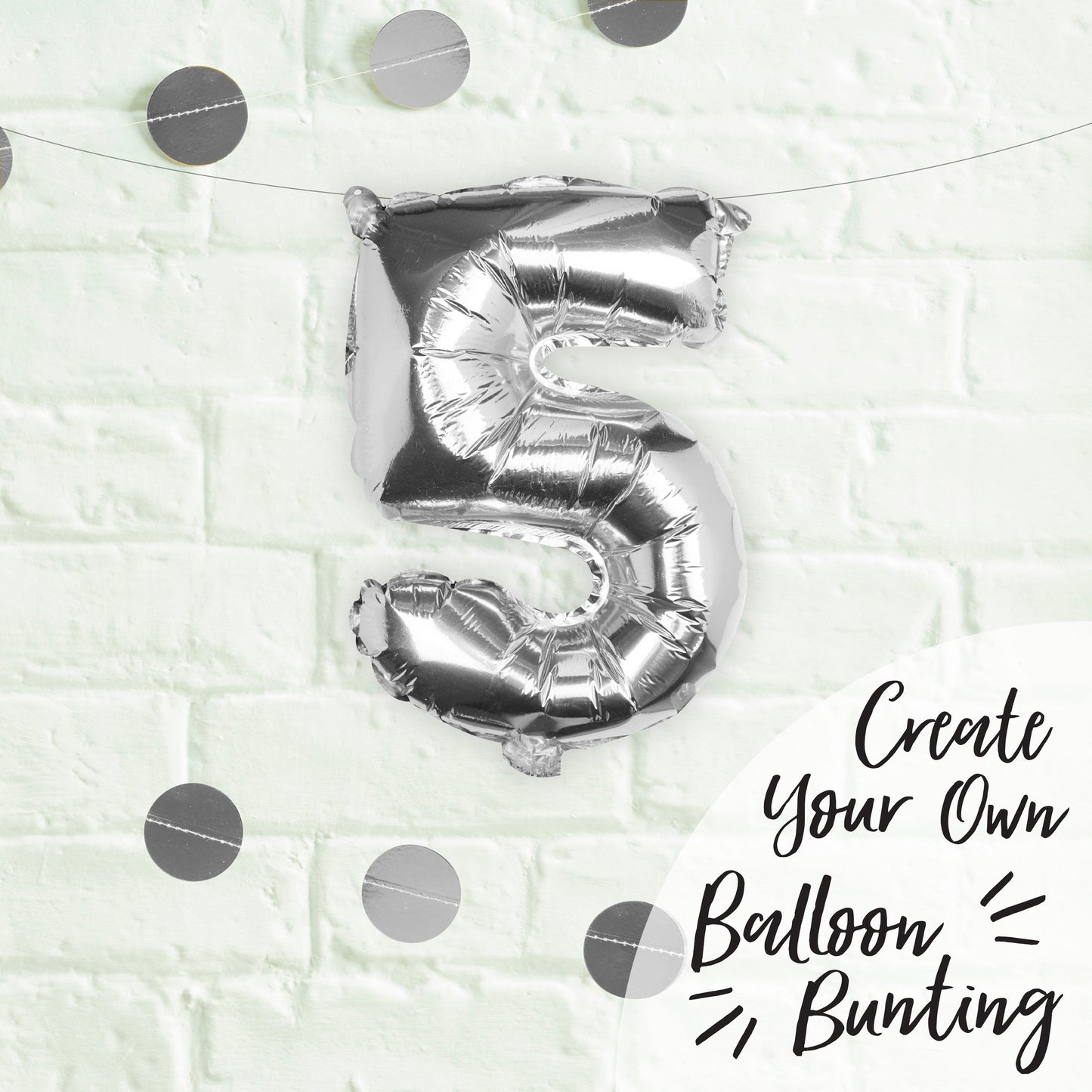 Silver Foil Number Balloon- 5 Inner Pack