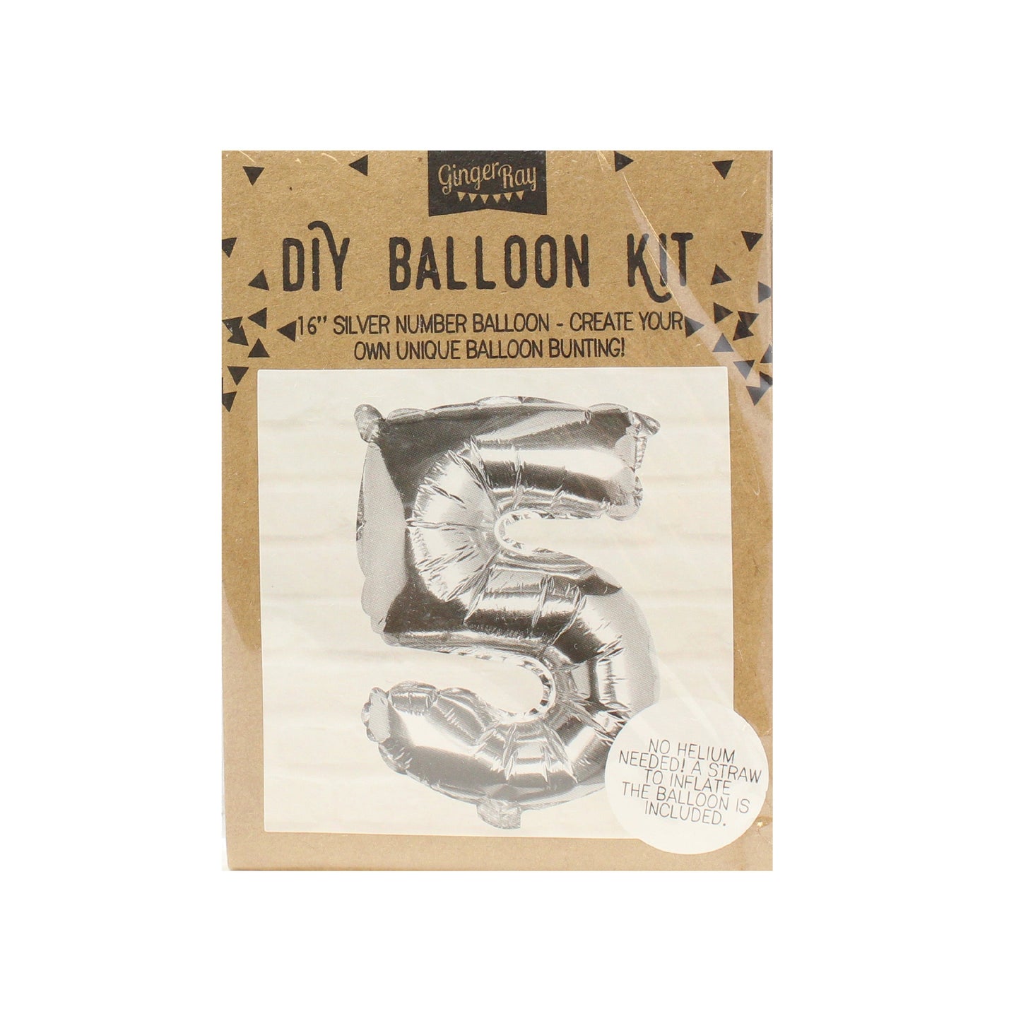 Silver Foil Number Balloon- 5 Inner Pack