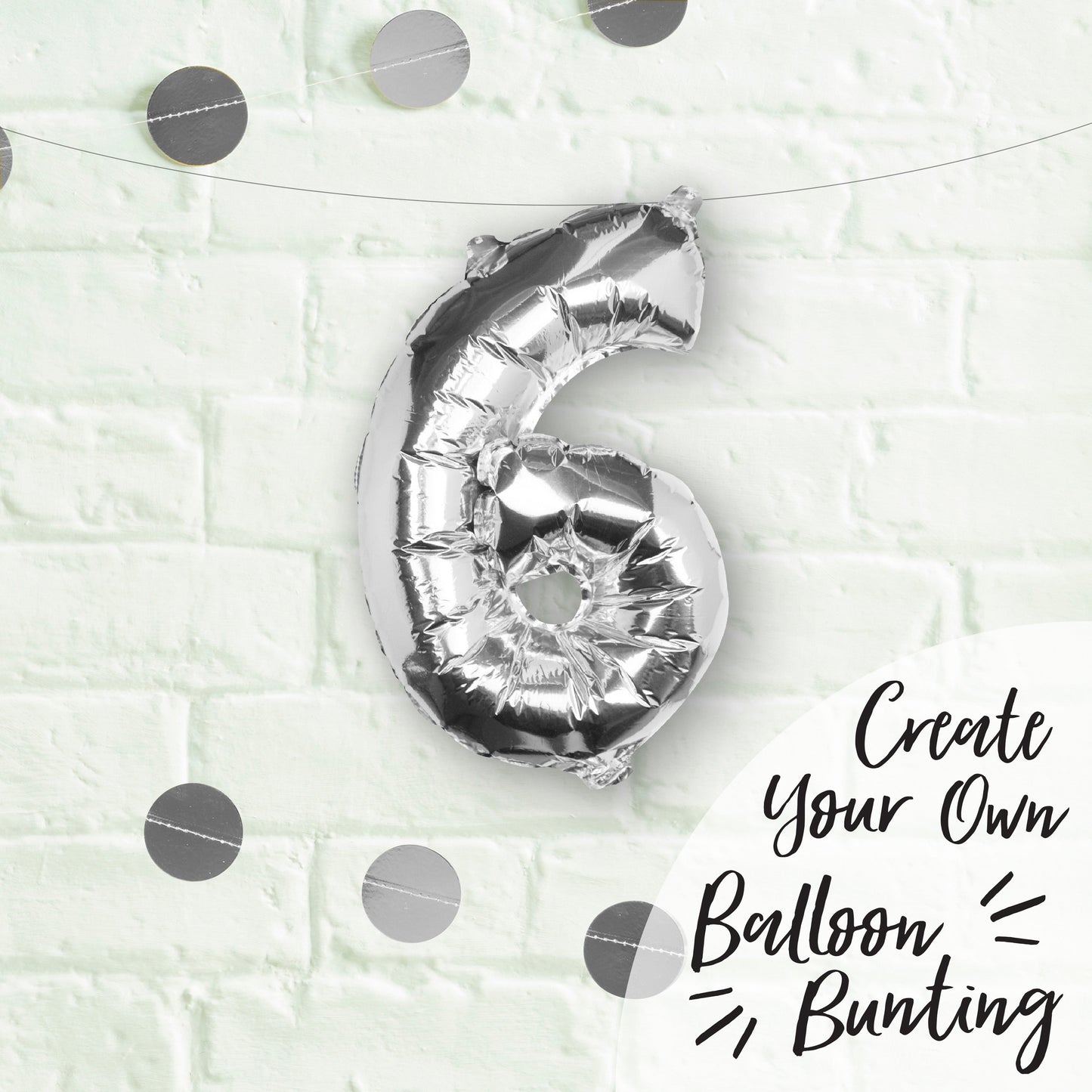 Silver Foil Number Balloon- 5 Inner Pack