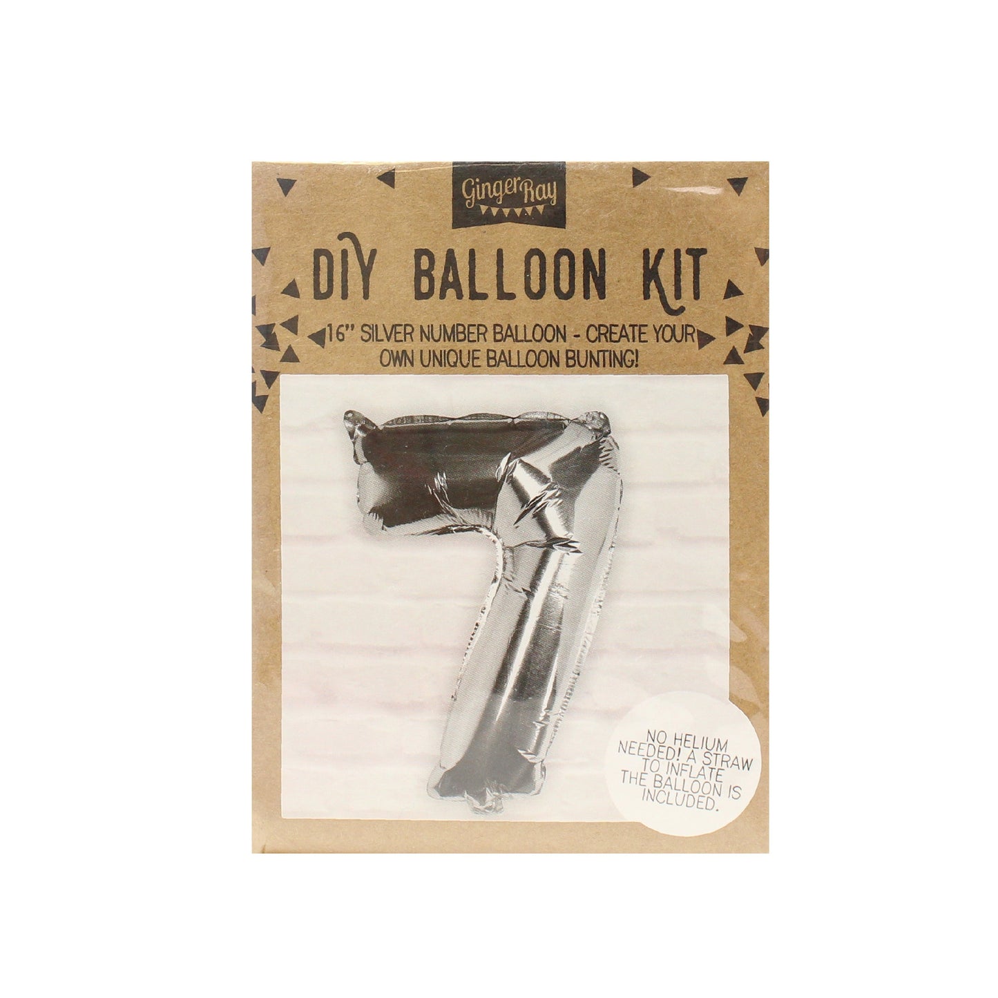 Silver Foil Number Balloon- 5 Inner Pack
