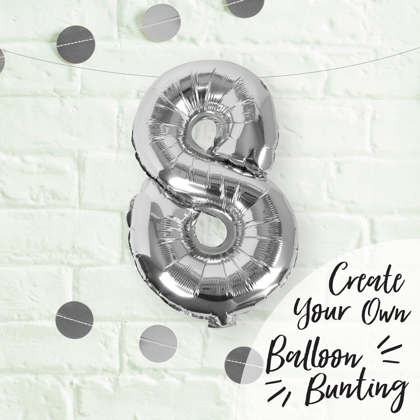 Silver Foil Number Balloon- 5 Inner Pack