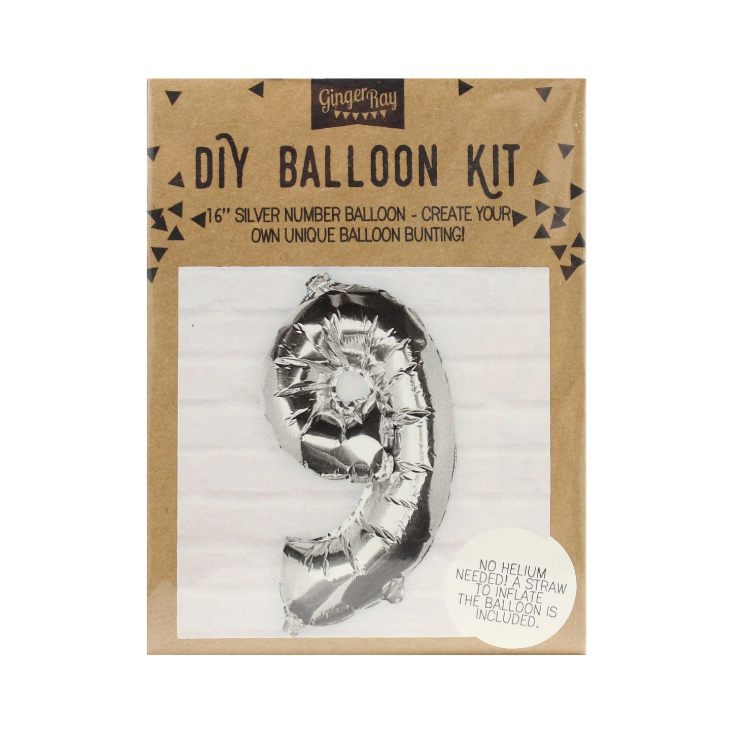 Silver Foil Number Balloon- 5 Inner Pack