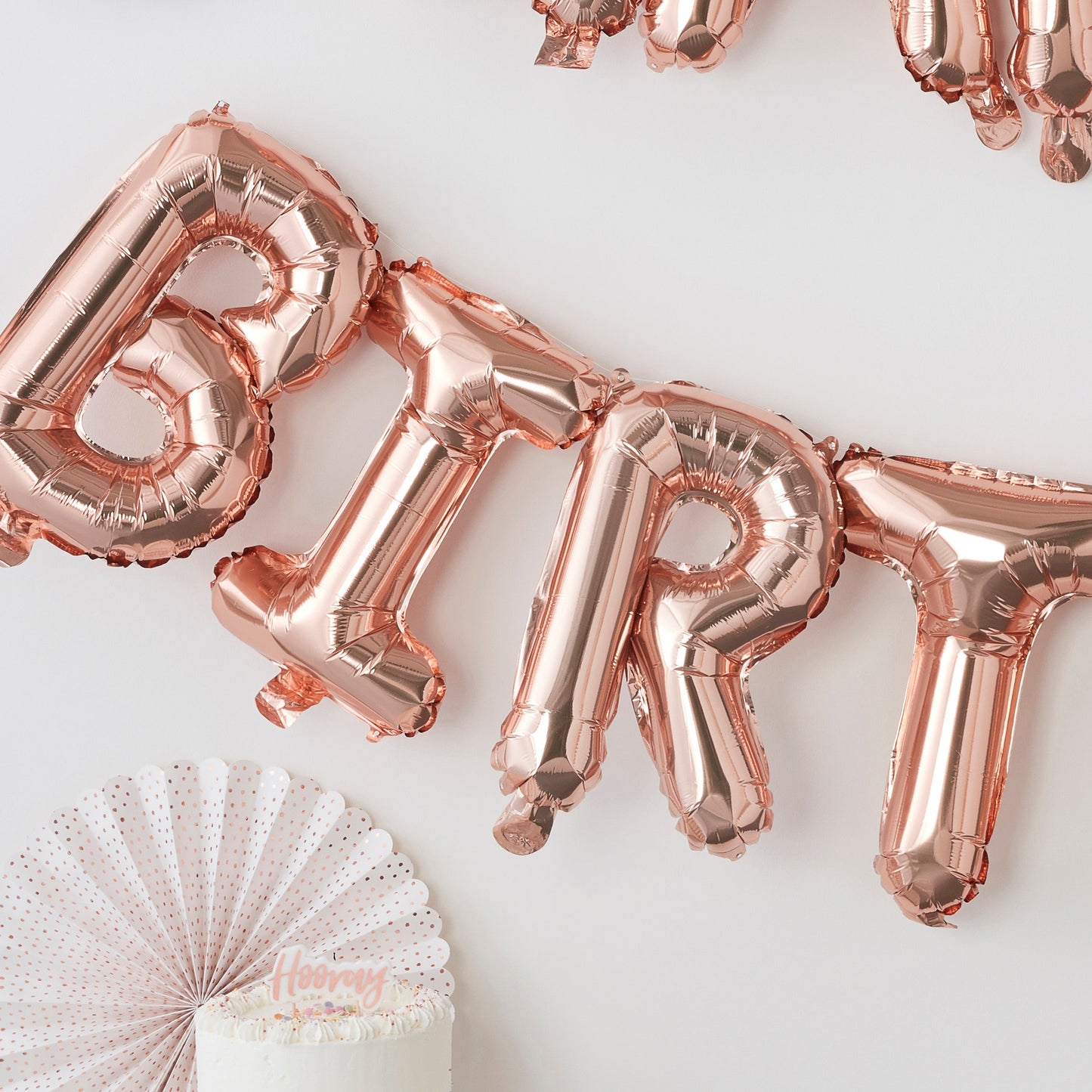 Rose Gold Happy Birthday Bunting Balloon- 10 Inner Pack