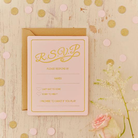 Gold Foiled RSVP Cards - Pastel Perfection- 10 Inner Pack