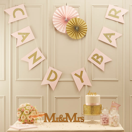 Pink & Gold Candy Bar Bunting - Pastel Perfection- 5 Inner Pack